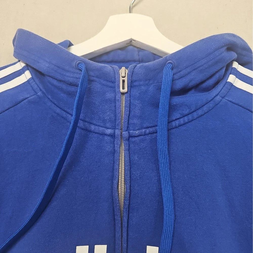Adidas Essentials Men's XL Blue Gray Colorblock Full Zip Hooded Track Jacket
